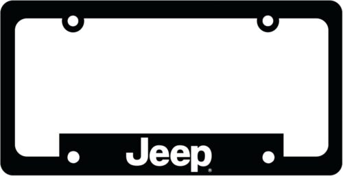 Jeep Logo License Plate Frame – Made in USA | Polypropylene Plastic 6.125″ x 12.25″ Fit | Classic Jeep Text Design by Detroit Shirt Company