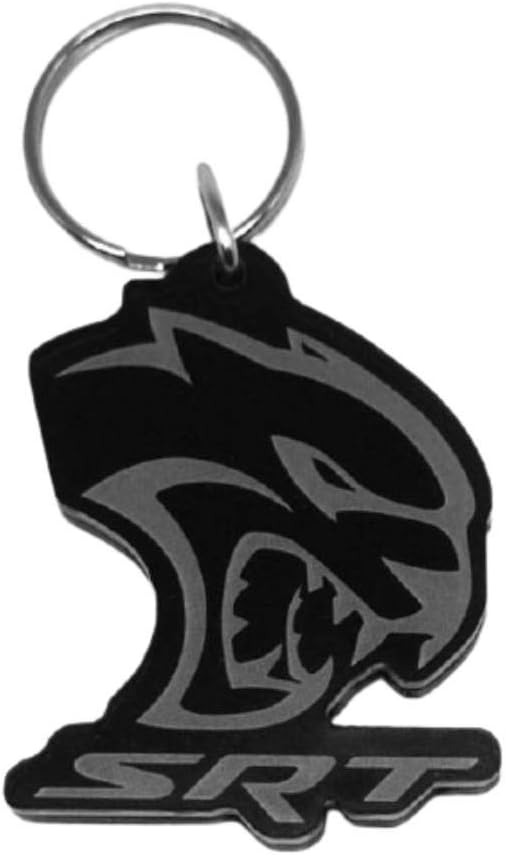 Dodge SRT Hellcat Keychain – Custom Shaped Acrylic Accessory with Black & Silver Logo – Officially Licensed by FCA US LLC – Made in USA – Muscle Car Gift for Mopar Fans