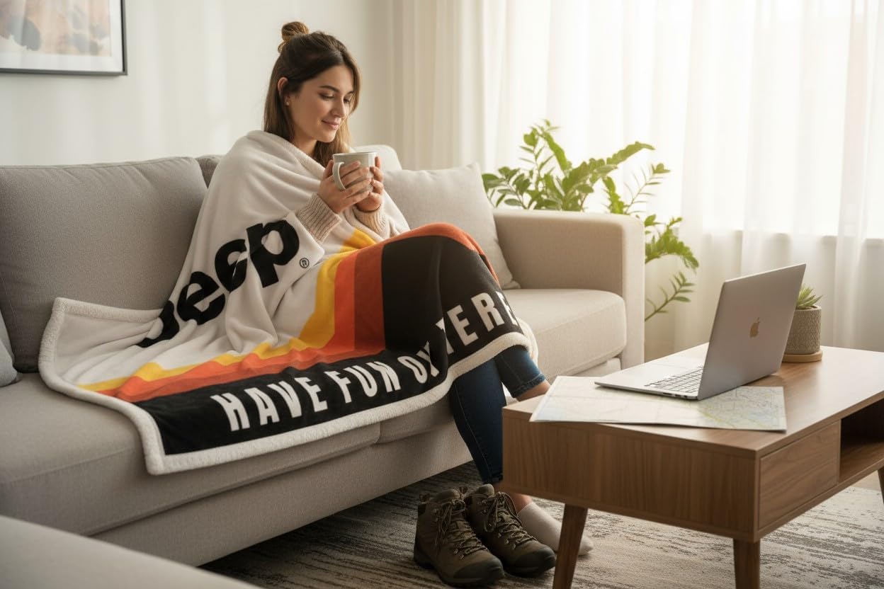 Jeep Have Fun Out There Logo Sherpa Fleece Throw Blankets Supersoft and Warm 50" X 60" (Multicolor) - Image 3