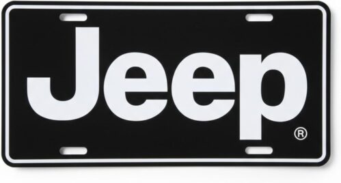 Detroit Shirt Company Jeep Logo License Plate – 6″ x 12″ Classic Black Metal Plate Made in USA