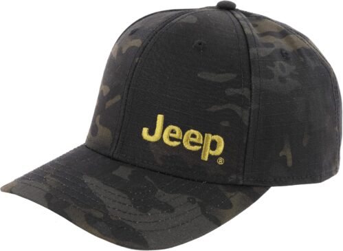 Jeep Officially Licensed Black Camo Hat | Structured Snapback Cap for Men | Ripstop Fabric