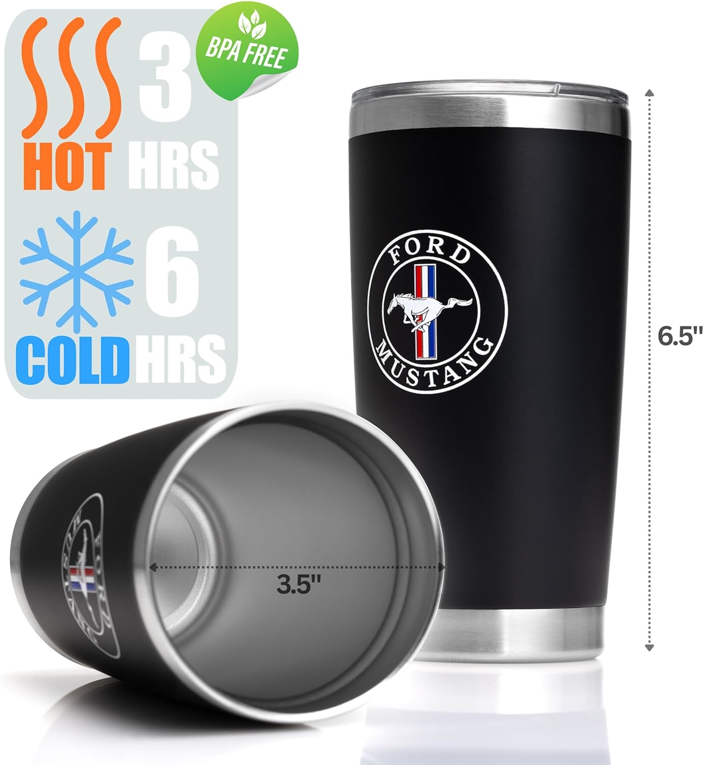 Detroit Shirt Company Ford Mustang 20 oz double-wall insulated Travel Coffee Mug - Image 2