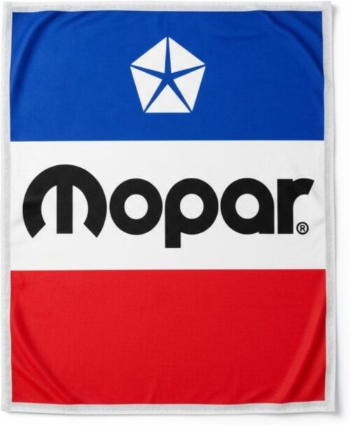 Mopar Classic RWB Red, White and Blue Logo Sherpa Fleece Throw Blanket – Soft and Warm 50″ x 60″ Gift for Car Enthusiasts