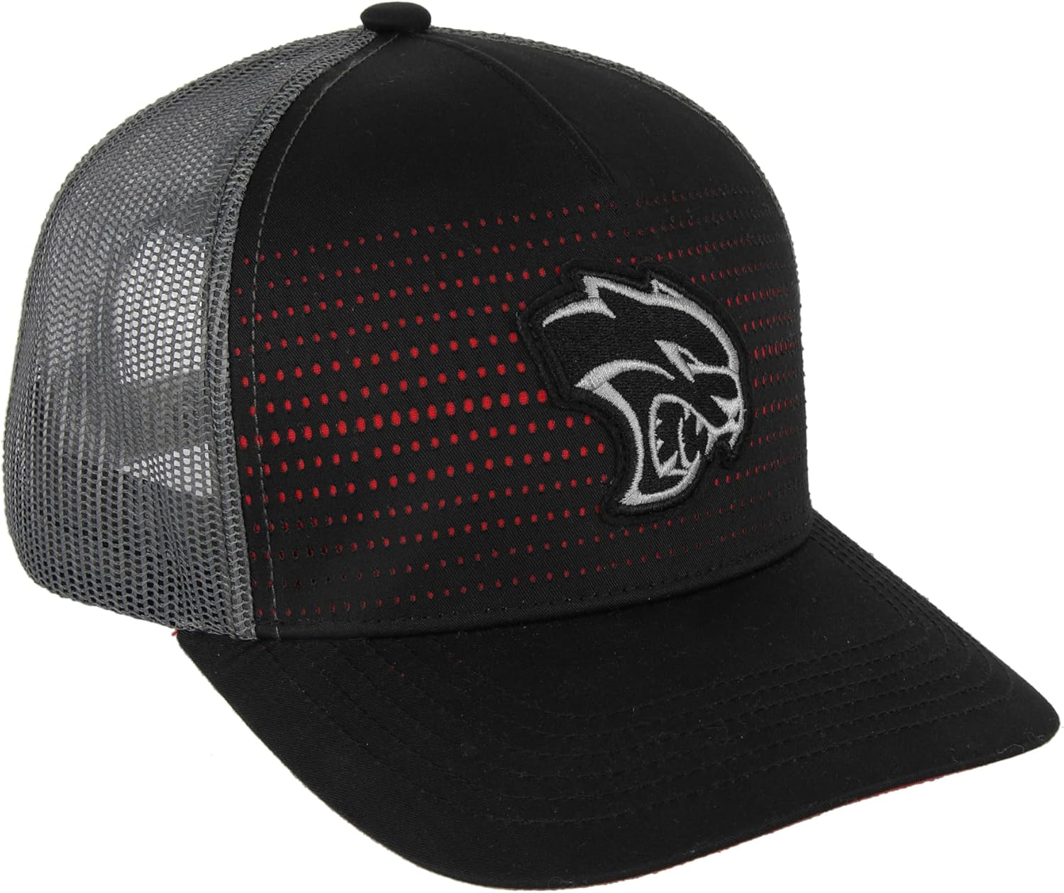 Dodge SRT Hellcat Rumble Snapback Trucker Hat – Black Red Mesh Cap with Embroidered Hellcat Logo Patch & SRT Side Patch, Licensed - Image 3