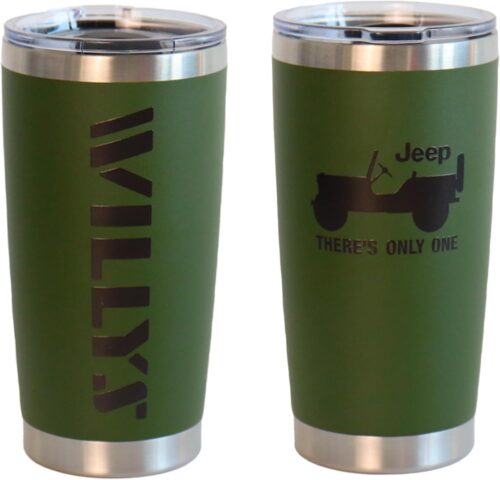 Jeep Willys There’s Only One Logo Insulated 20 oz Travel Coffee Mug | FREE Sticker Pack Included