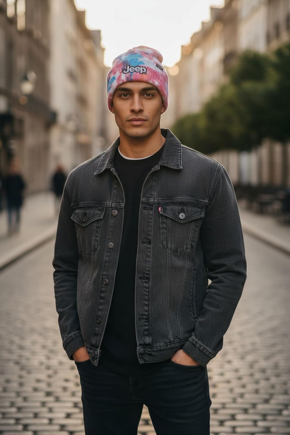 Jeep Tie-Dye Flip Knit Cold Weather Hat with Classic Text Logo, One Size Multicolor - Image 3