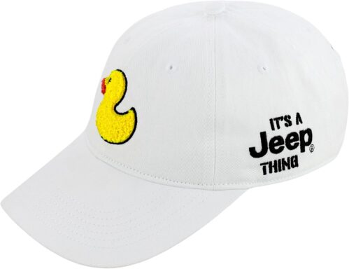 Jeep It’s a Thing Washed Ponytail Baseball Hat for Women with Chenille Duck Embroidery – Adjustable Metal Strap – One Size