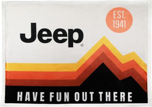 Jeep Have Fun Out There Logo Sherpa Fleece Throw Blankets Supersoft and Warm 50″ X 60″ (Multicolor)