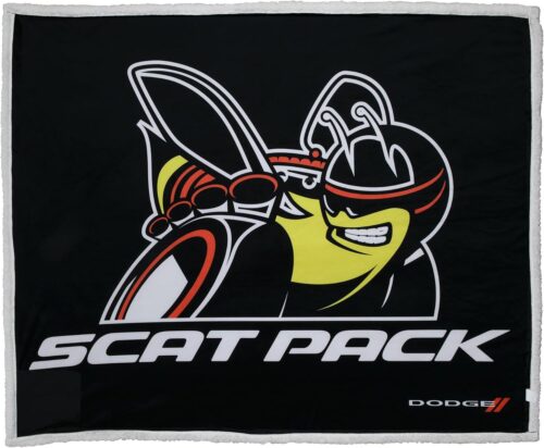 Detroit Shirt Company Dodge Scat Pack Sherpa Fleece Throw Blanket Supersoft and Warm 50″ X 60″