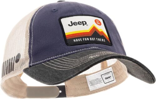 Jeep Have Fun Out There Patch Garment Washed Trucker Hat Unstructured for Men & Women – Adjustable Snapback Baseball Cap