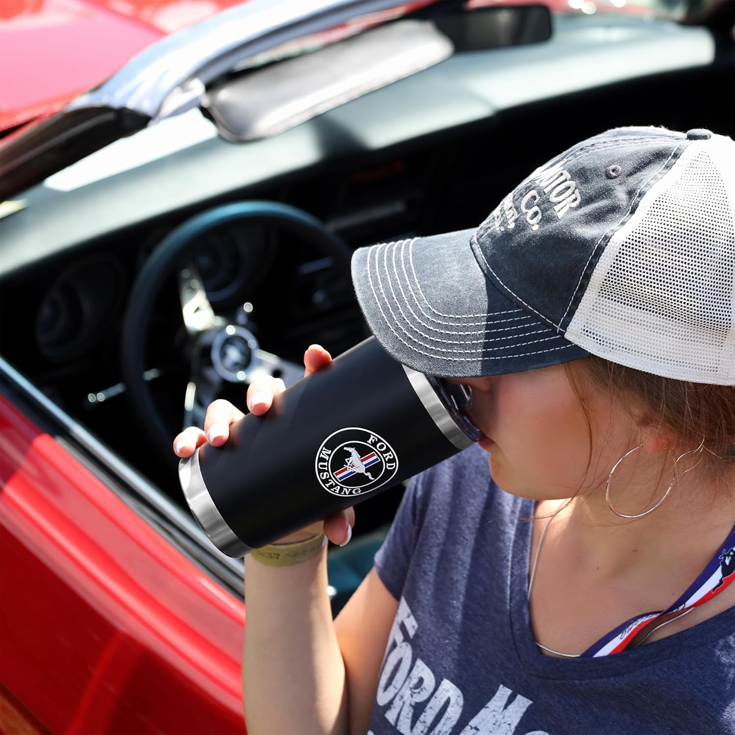 Detroit Shirt Company Ford Mustang 20 oz double-wall insulated Travel Coffee Mug - Image 5