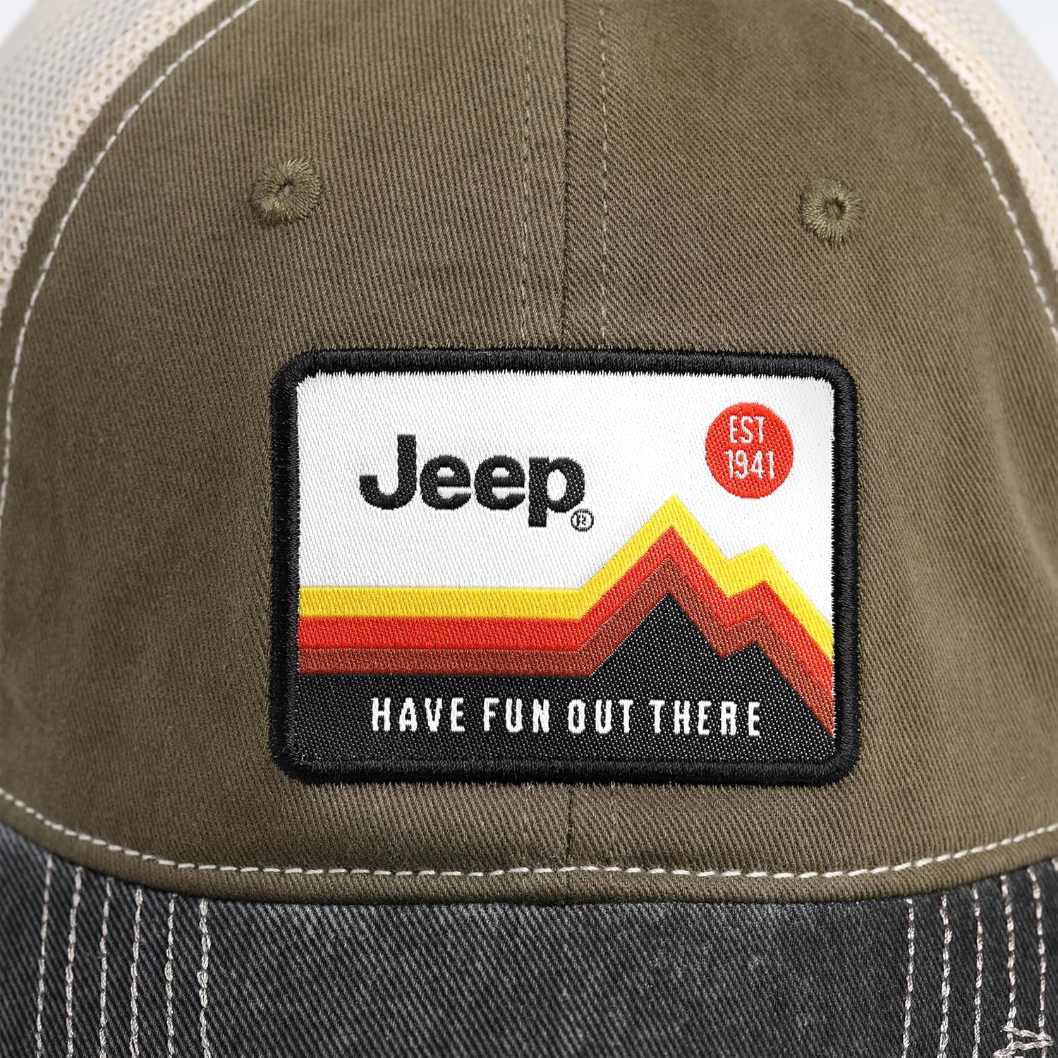 Jeep Have Fun Out There Patch Garment Washed Trucker Hat Unstructured for Men & Women - Adjustable Snapback Baseball Cap - Image 6
