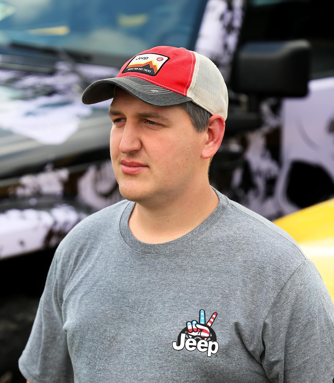 Jeep Have Fun Out There Patch Garment Washed Trucker Hat Unstructured for Men & Women - Adjustable Snapback Baseball Cap - Image 4