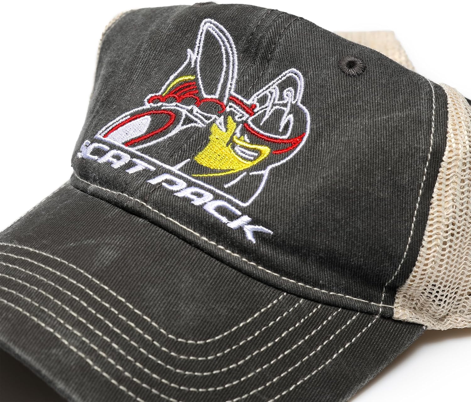 Dodge Scat Pack Snapback Hat Garment Washed Black Twill with Soft mesh - Image 4