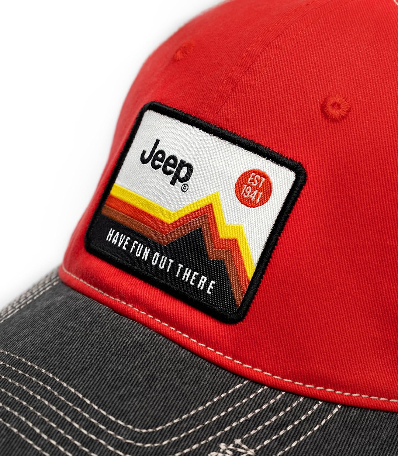 Jeep Have Fun Out There Patch Garment Washed Trucker Hat Unstructured for Men & Women - Adjustable Snapback Baseball Cap - Image 5