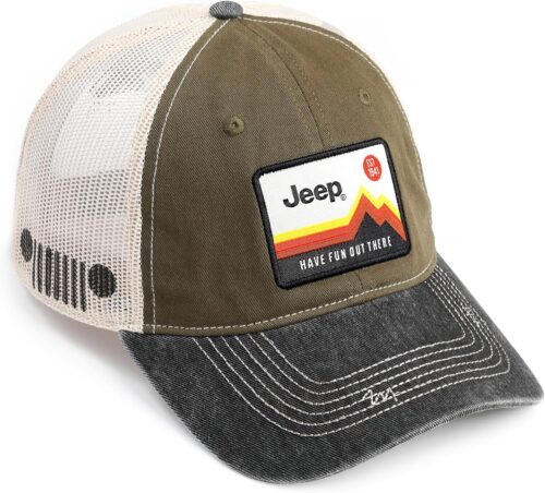 Jeep Have Fun Out There Patch Garment Washed Trucker Hat Unstructured for Men & Women – Adjustable Snapback Baseball Cap