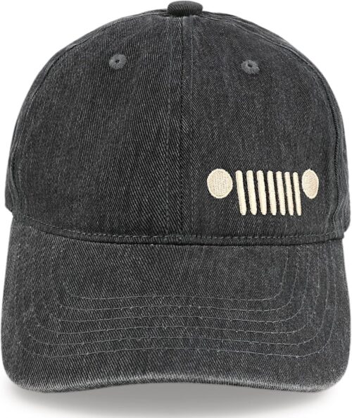 Jeep Grille Logo Garment Washed Hat Black