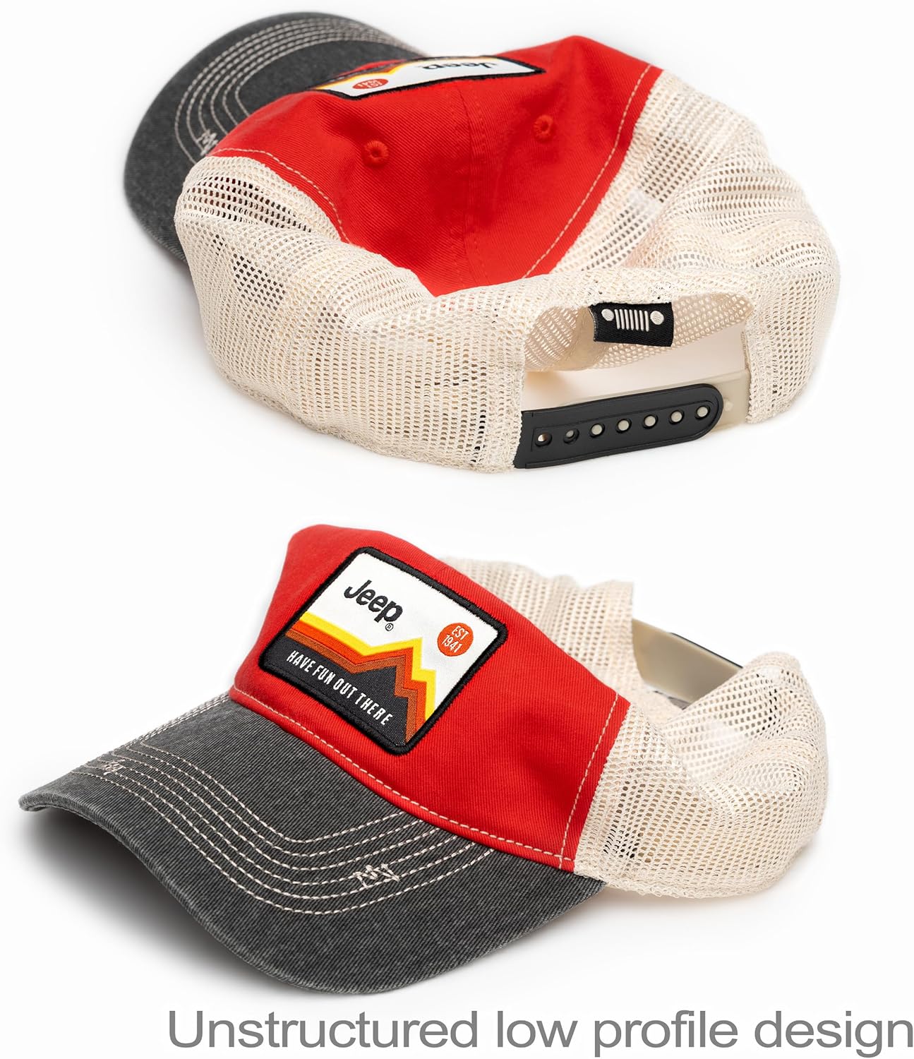 Jeep Have Fun Out There Patch Garment Washed Trucker Hat Unstructured for Men & Women - Adjustable Snapback Baseball Cap - Image 3
