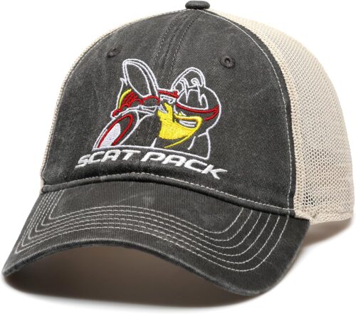 Dodge Scat Pack Snapback Hat Garment Washed Black Twill with Soft mesh
